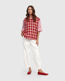 Alembika Checked Top in Pink/Red