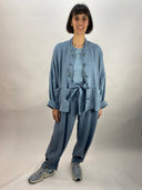 OSKA Pinstripe Linen Trousers with Tie Belt in Air