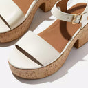 Fitflop Platform Leather/Cork Heeled Ankle-Strap Sandals Paris Beige