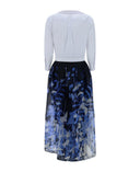 Sara Roka JINNY Long Dress/White Shirt with Navy Print Skirt