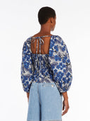 MaxMara Weekend Palpiti Blue Ivory Ruched Top