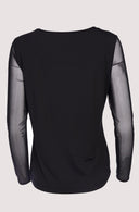 Naya Mesh Sleeve Top in Black