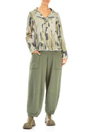 Grizas Short Patterned Jersey Jacket In Green