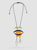 Indira Long Buffalo Horn And Resin Necklace In Orange/Cream/Black