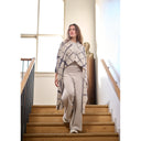 Henriette Steffenson Long Cardigan With Waterfall Collar In Clan Print Kit