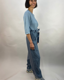 OSKA Pinstripe Linen Trousers with Tie Belt in Air