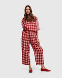 Alembika Checked Top in Pink/Red
