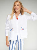 Vilagallo Linen Shirt With Fish Motif In White