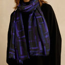 Sahara Layered Geometric Scarf In Purple And Black