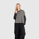 Alembika Long Sleeved Striped Top In Stone/Black