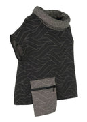 Kozan Stitch Top with Cowl Neck And Geometric Pattern In Charcoal And Cream