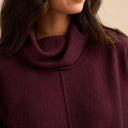 Sahara Merino Wool Cowl Neck Sweater in Plum