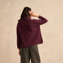Sahara Merino Wool Cowl Neck Sweater in Plum