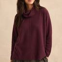 Sahara Merino Wool Cowl Neck Sweater in Plum