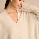 Sahara Merino Wool V Neck Jumper in Ecru