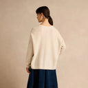 Sahara Merino Wool V Neck Jumper in Ecru