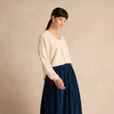 Sahara Merino Wool V Neck Jumper in Ecru