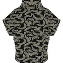 Kozan Echo Short Sleeved Cowl Neck Top In Black And Cream Print