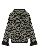 Kozan Echo Top With Long Raglan Sleeves In Black And Cream With Black Taffeta Pocket