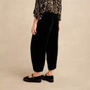 Grizas Barrel  Shaped Velvet Trouser In Black