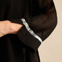 Grizas Long A-Line Metallic Shirt In Black/Silver