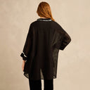 Grizas Long A-Line Metallic Shirt In Black/Silver