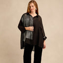 Grizas Long A-Line Metallic Shirt In Black/Silver
