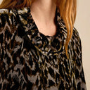 Grizas Cowl Neck Velvet Top In Multi
