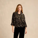 Grizas Cowl Neck Velvet Top In Multi