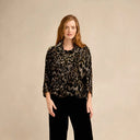 Grizas Cowl Neck Velvet Top In Multi