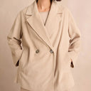 Sahara Jumbo Cord Caban Jacket In Ecru
