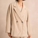 Sahara Jumbo Cord Caban Jacket In Ecru