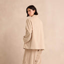 Sahara Jumbo Cord Caban Jacket In Ecru