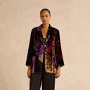Sahara Midnight Peonies Velvet Relaxed Blazer In Multi