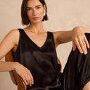 Sahara Cupro Layering Vest Top In Black