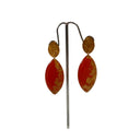 Miss Pompon Gold and Coral Drop Earrings