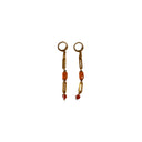 Miss Pompon Gold and Coral Dangle Chain Earrings