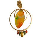 Miss Pompon Gold /Multi Yellow Hoop Earrings