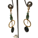 Miss Pompon Gold and Turq Dangle Earrings