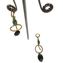 Miss Pompon Gold and Turq Dangle Earrings