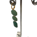 Miss Pompon Gold and Turq Hexagon  Dangle Earrings