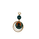 Miss Pompon Gold and Turq Floral Large Hoop Earrings