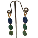 Miss Pompon Green and Blue Dangle Earrings