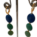 Miss Pompon Green and Blue Dangle Earrings