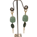 Miss Pompon Gold/Aqua Stone Drop Earrings