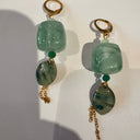 Miss Pompon Gold/Aqua Stone Drop Earrings