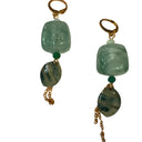 Miss Pompon Gold/Aqua Stone Drop Earrings