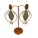 Miss Pompon Gold and pearl Large Hoop Earrings