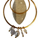 Miss Pompon Gold and pearl Large Hoop Earrings