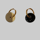 Miss Pompon Gold Hoop Earrings Black/Cream Discs